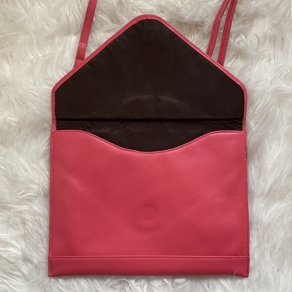 Rowallan Pink Hand Made Fine Leather Envelope Clutch Crossbody Bag Purse - Picture 4 of 14